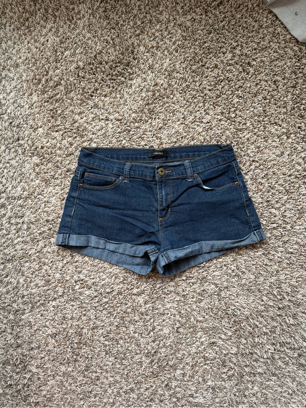 Dark Blue Denim Cuffed Women's Shorts